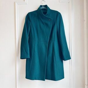 Elegant Green Women's Coat Talbots Peacoat size 8 Petite Jewel Tone Green